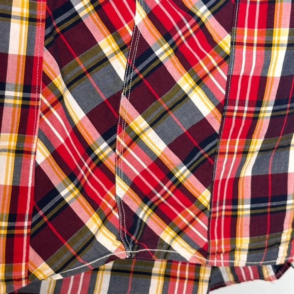Rocawear Men's Button Down Shirt 3XL Short Sleeve Red Black Plaid Snap Buttons - Picture 9 of 10